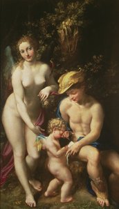 金星と水星とキューピッド（「愛の学校」）、1525年